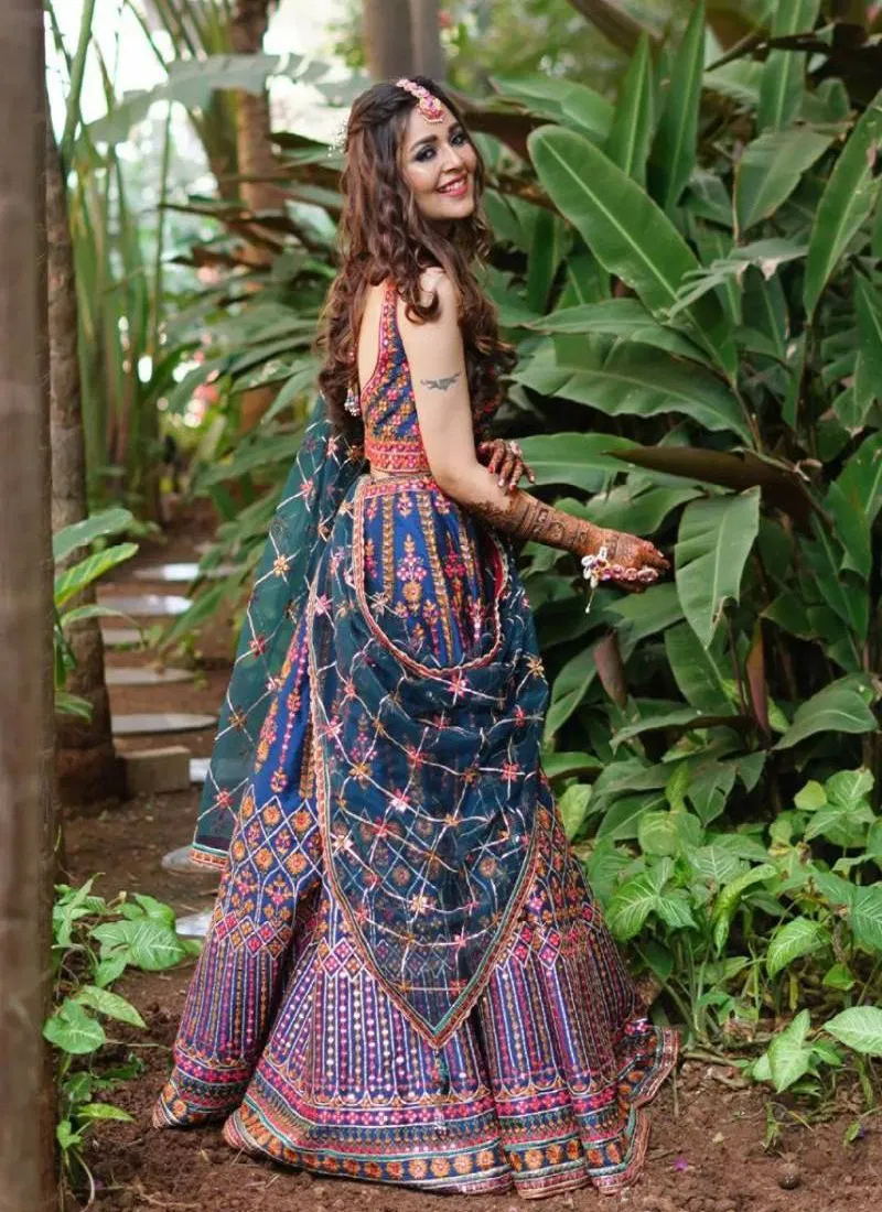 Jf 424 Designer Embroidered Chinon Lehenga Choli Orders In India