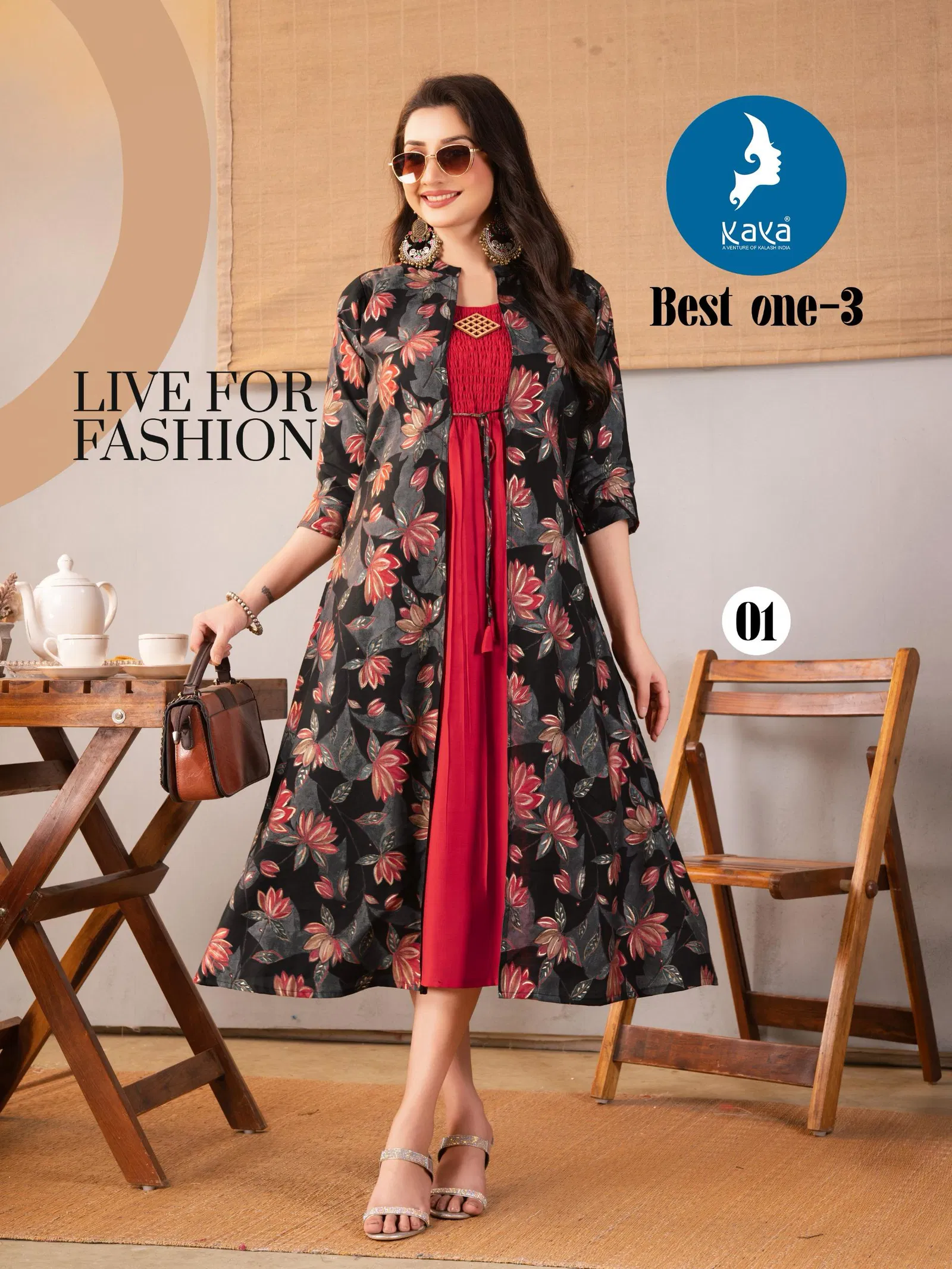 Best One 3 By Kaya Modal Printed Ladies Top With Jacket Wolesale Online