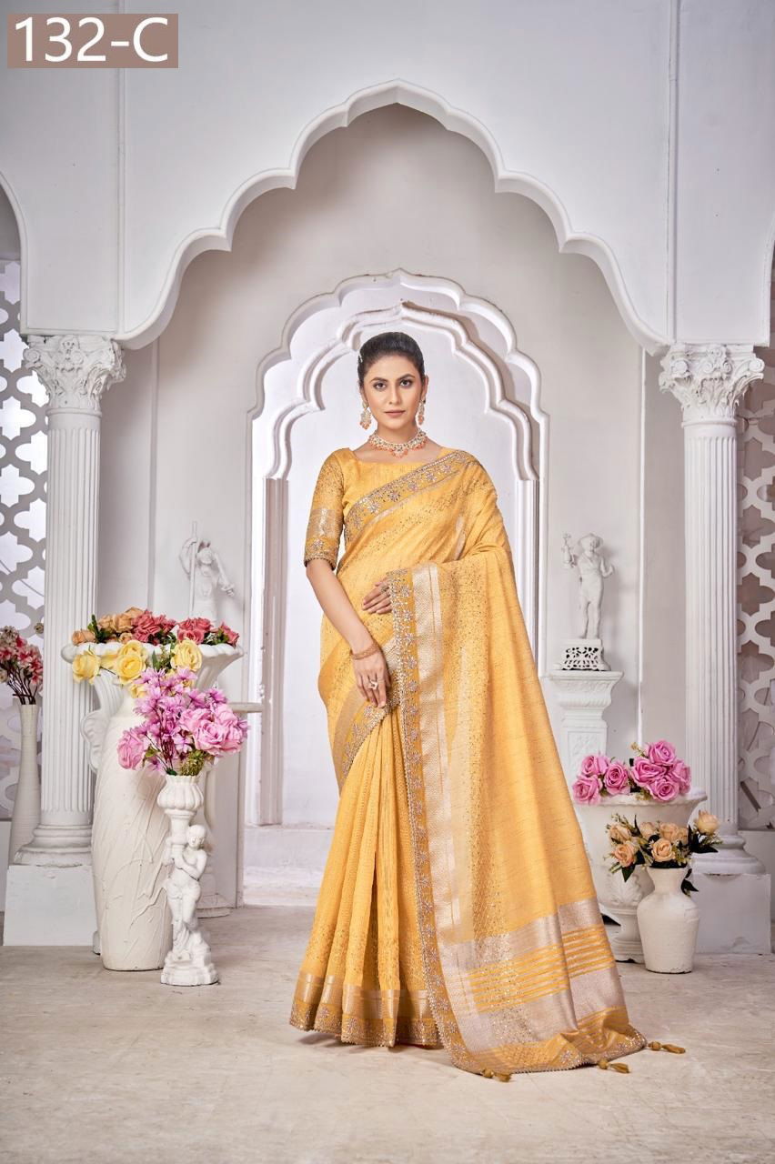 Sumitra 132 A To 132 E Top Dayed Work Saree Wholesale Shop  In India