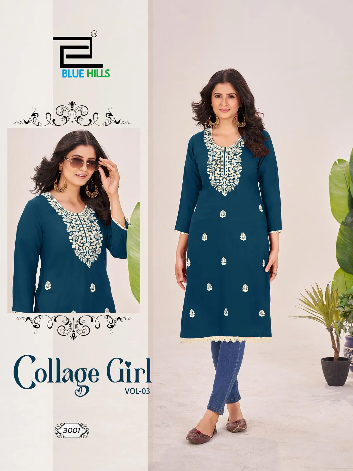 Collage Girl Vol 3 By Blue Hills Rayon Lucknawi Kurtis Wholesale Shop In Surat