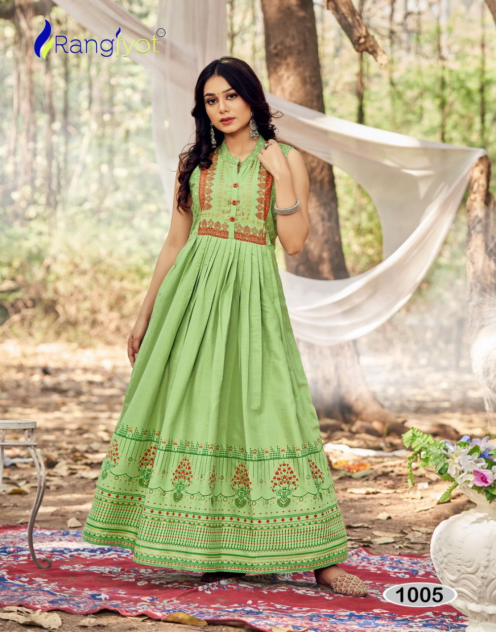 Rangjyot Charvi Classic New Designer Festive Wear Cotton Long Anarkali Kurti Collection