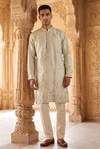  Silver Color Outluk Wedding Vol 46 Silk Embroidered Pintex Work Kurta With Pajama Manufacturers 4601 