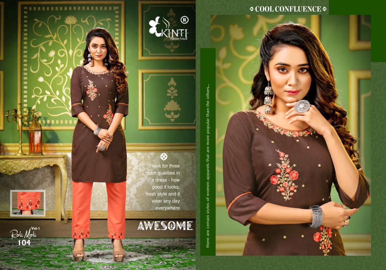 Kinti Roli Moli Ethnic Wear Designer Embroidered Kurtis With Bottom Collection
