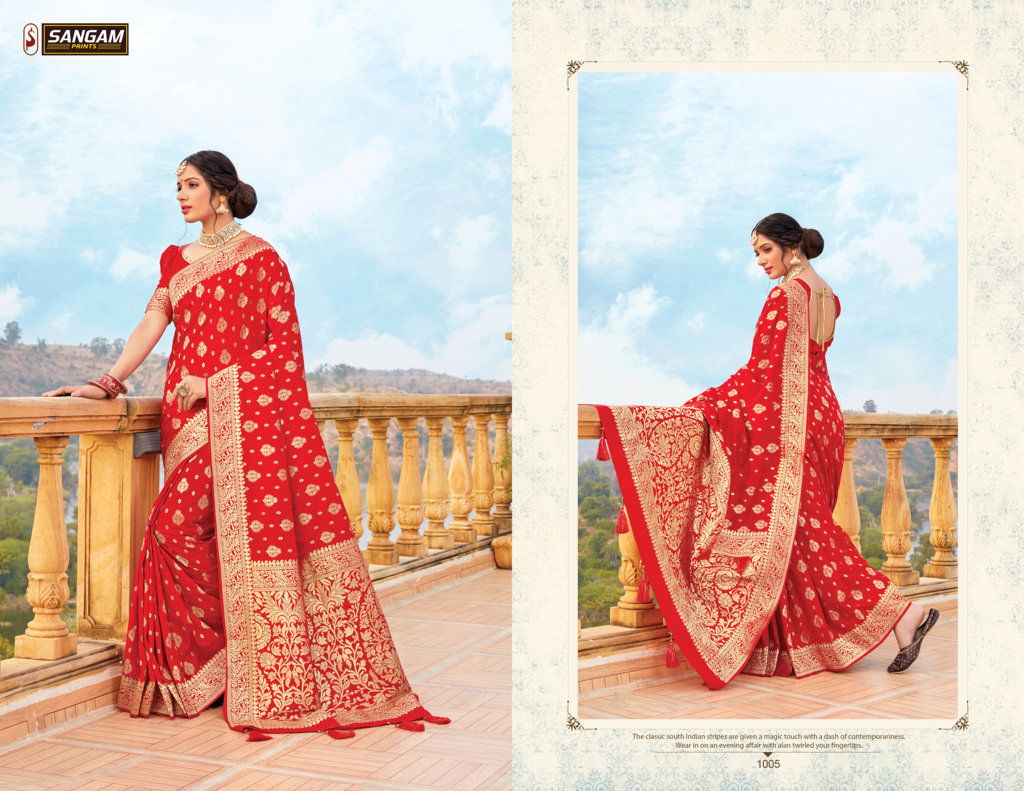 Sangam Red Rose Exclusive wedding Wear Pure Silk Designer Bridal Saree Collection