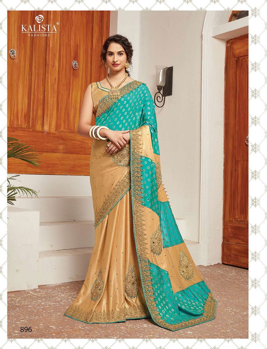 Kalista Tamasha Heavy Designer Festive Wear Embroidery Worked Vichitra Silk Sarees Collection
