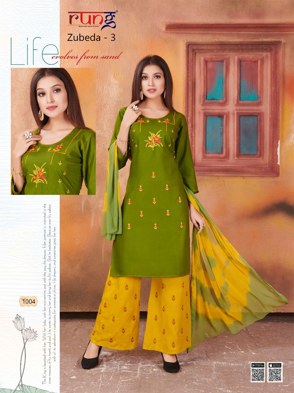 Rung Zubeda 3 Latest Designer Daily Wear Rayon With Work Plazzo Suit Collection 