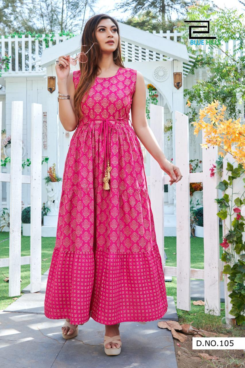 Blue Hills Sun Shine Nx Ltaets Fancy Designer Ethnic Wear Flair Rayon Heavy Kurti Collection
