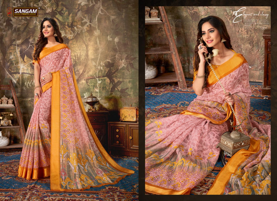 Sangam Minaxi Cotton Latest Daily Wear Printed Pure Cotton Saree Collection
