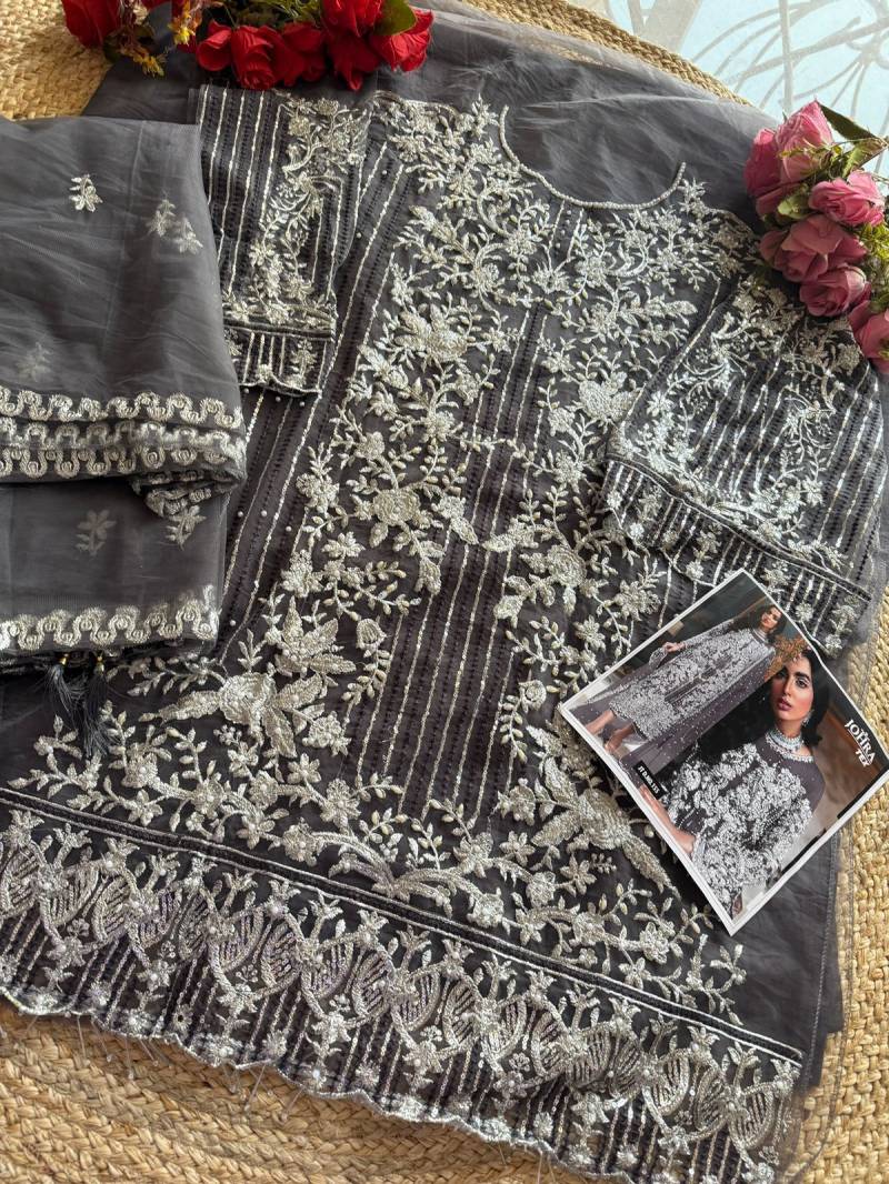 Johra Tex 155 Butterfly Net Embroidered Pakistani Salwar Kameez Wholesale Suppliers In Mumbai
