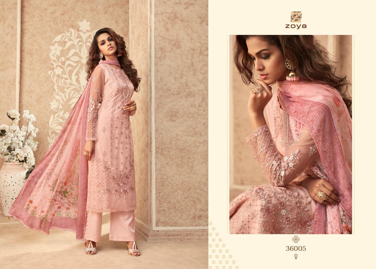 Zoya Latest Collection Of Designer Party Wear Wedding Wear Butterfly  Net Embroidered Salwar Suit With Chiffon Printed Dupatta