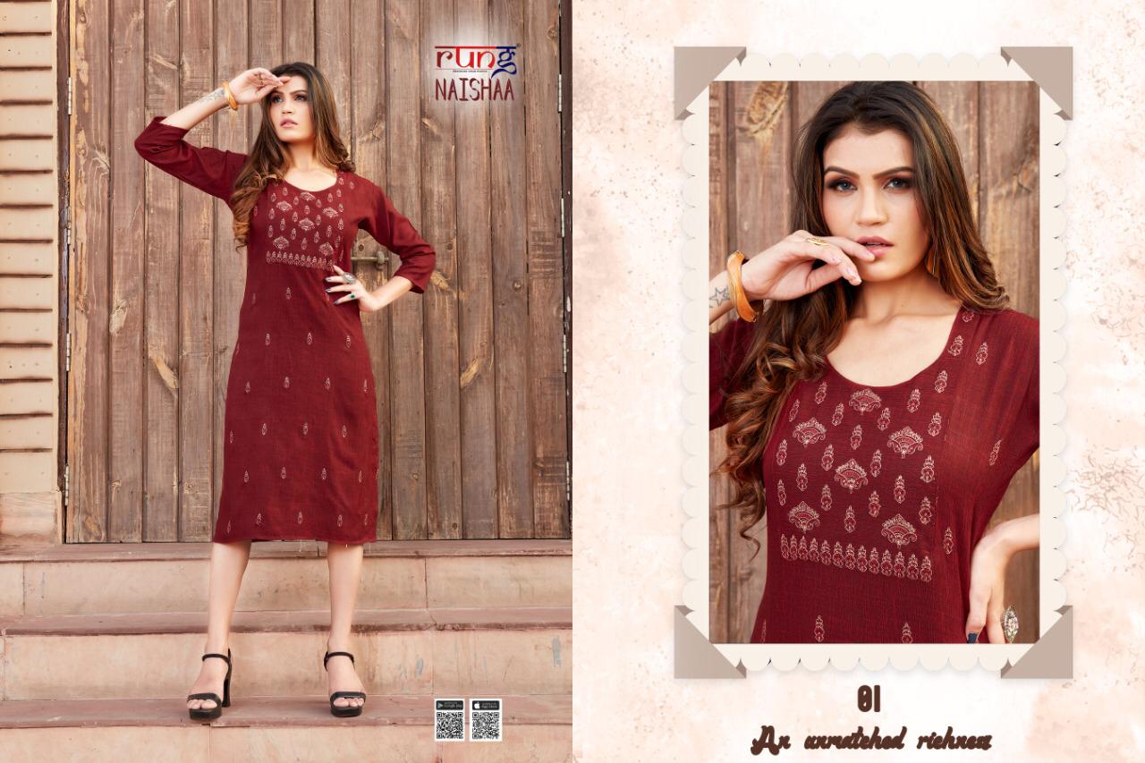Symlee Naishaa Heavy Two Tone Designer Ethnic Wear Rayon Kurti Collection
