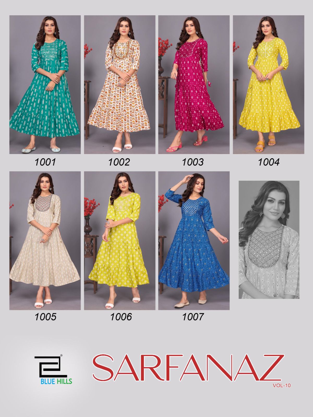 Blue Hills Sarfanaz Vol 10 Printed Anarkali Kurtis Catalog
