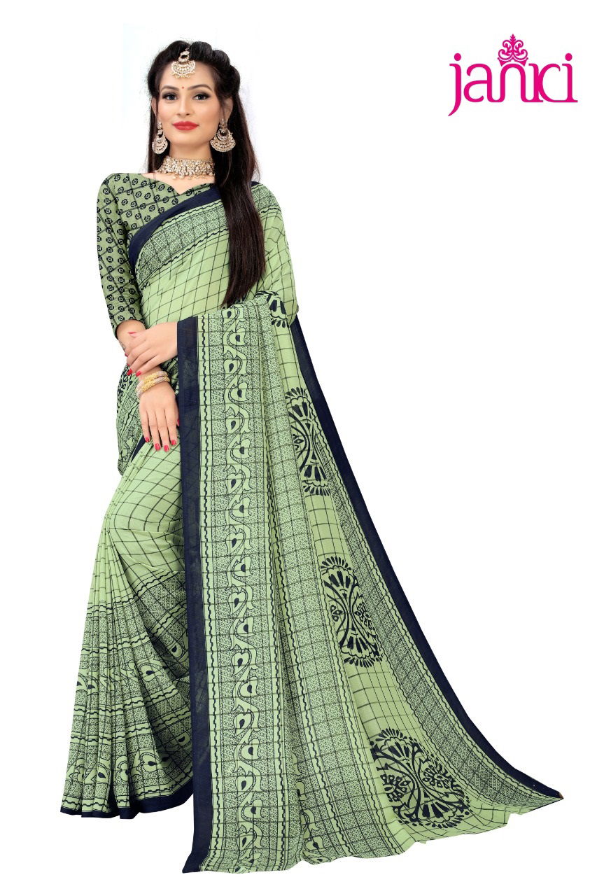 Janki Lady Queen 2 Latest Collection Of Daily Wear Vichitra Silk Chex Print Saree 