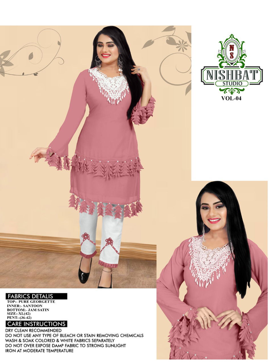 Nishbat Studio 4 Latest Designer Stylish Bordered Kurtis With Bottom Collection  