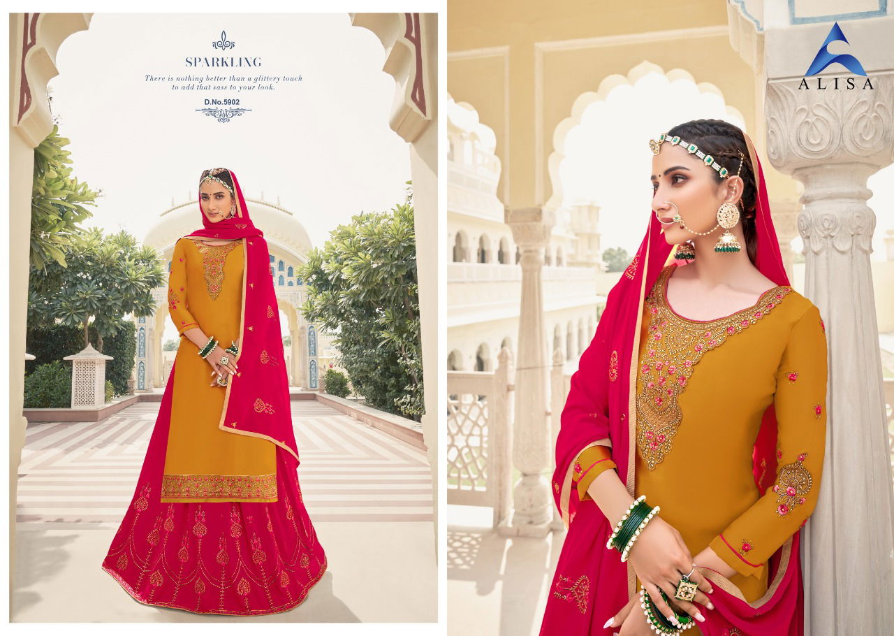 Alisa Kiara 6 Festive Wear Latest Designer Kurta With Georgette Bottom Salwar Suits Collection
