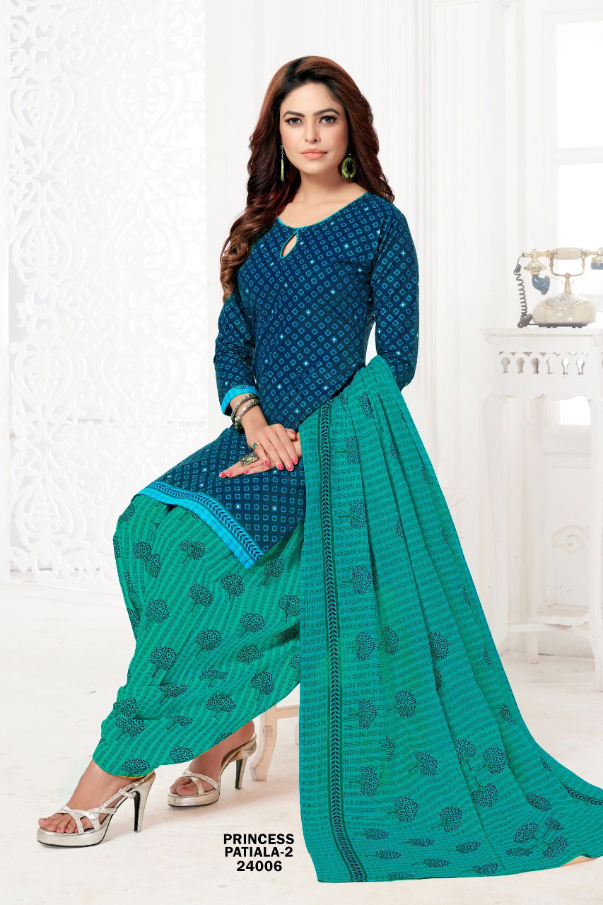 Princess Patiala 2 Printed Cotton Casual Wear Salwar Suit Ready Made Collection
