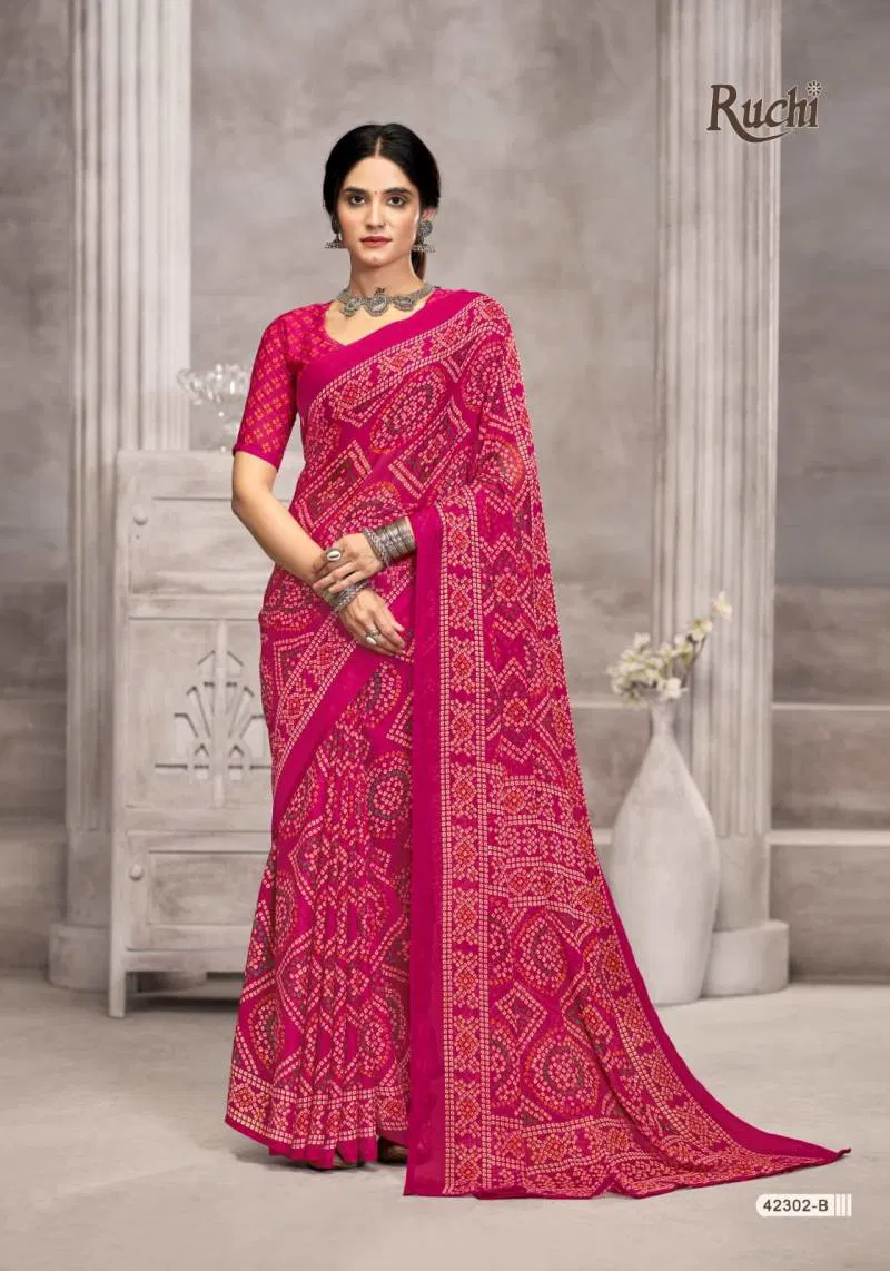 Star Chiffon 194 By Ruchi Printed Chiffon Saree Wholesale Price In Surat