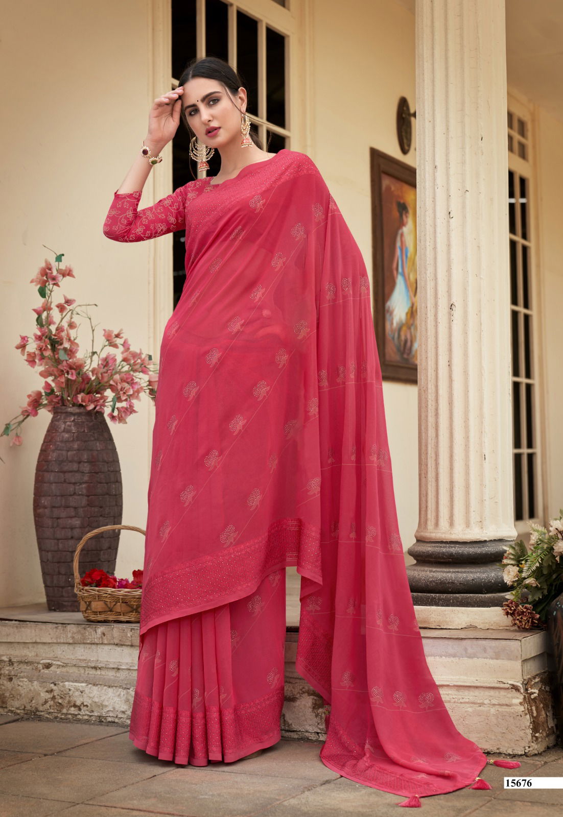 Sweksha By Vallabhi Printed Floral Georgette Wholesale Sarees Suppliers In Mumbai