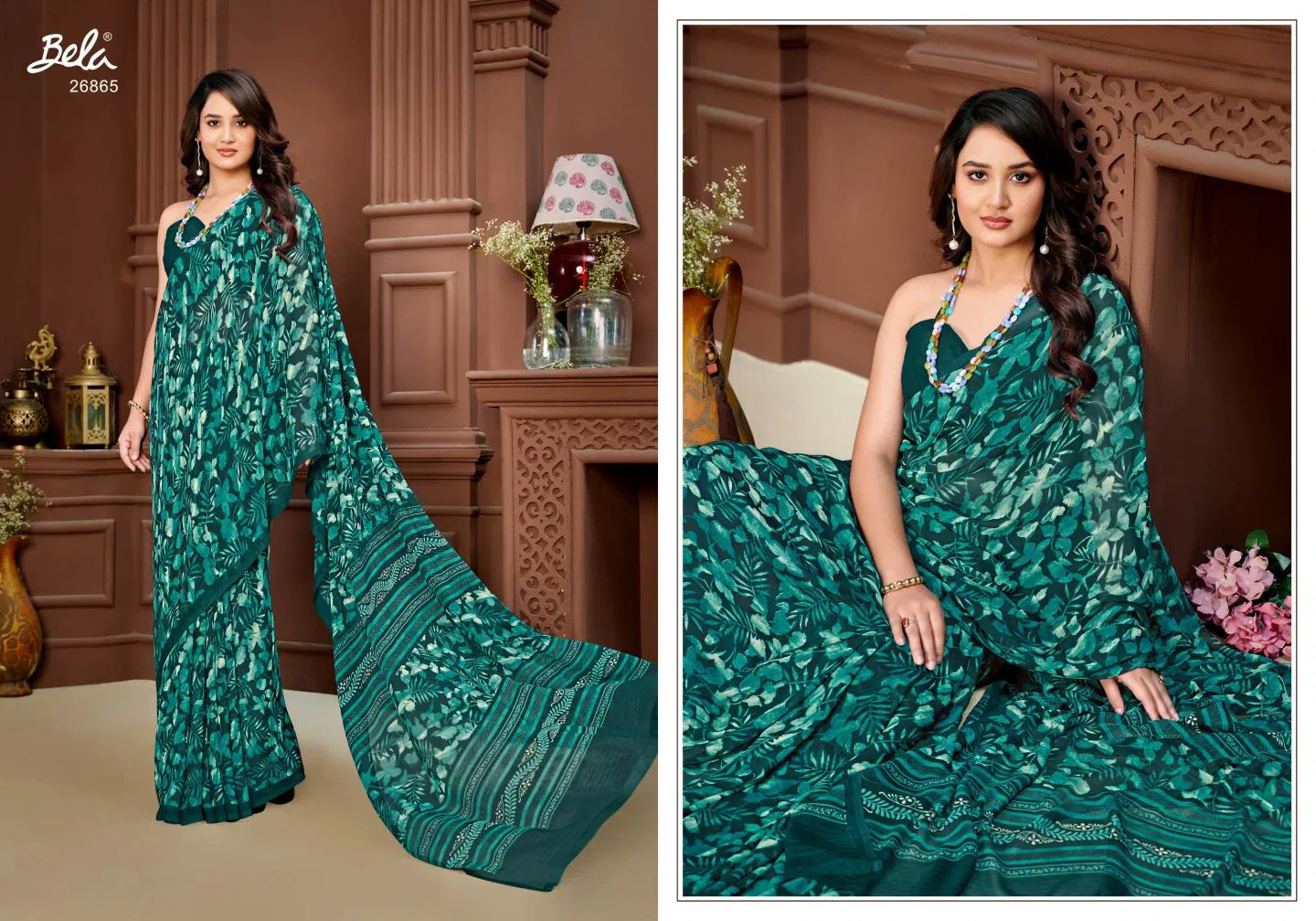Stella Vol 18 By Bela Georgette Mill Print Saree Wholesalers In Delhi