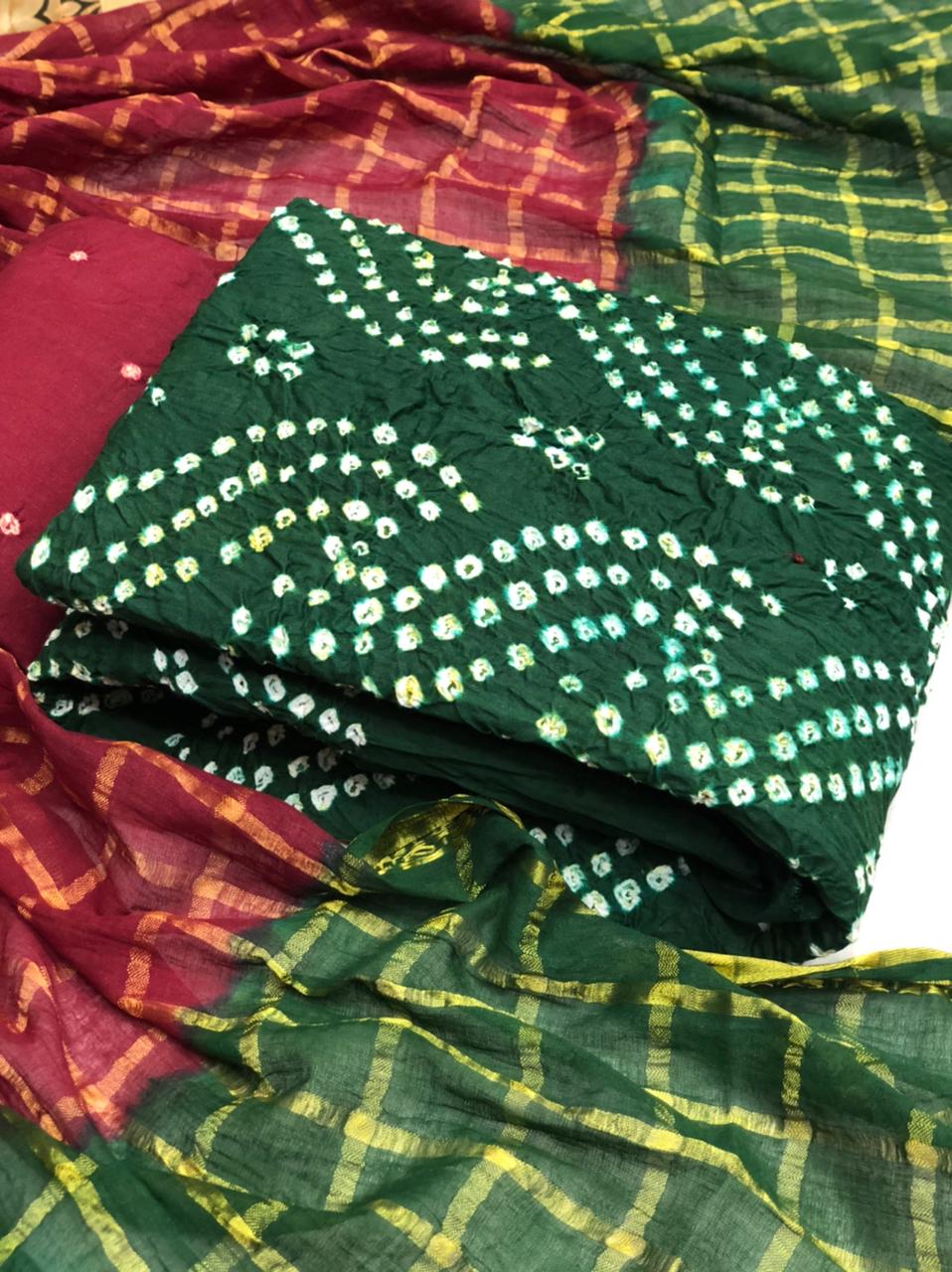 Satin Bandhej 2 Latest Fancy Designer Casual Wear Bandhani Heavy Jam Cotton Dress Material Collection

