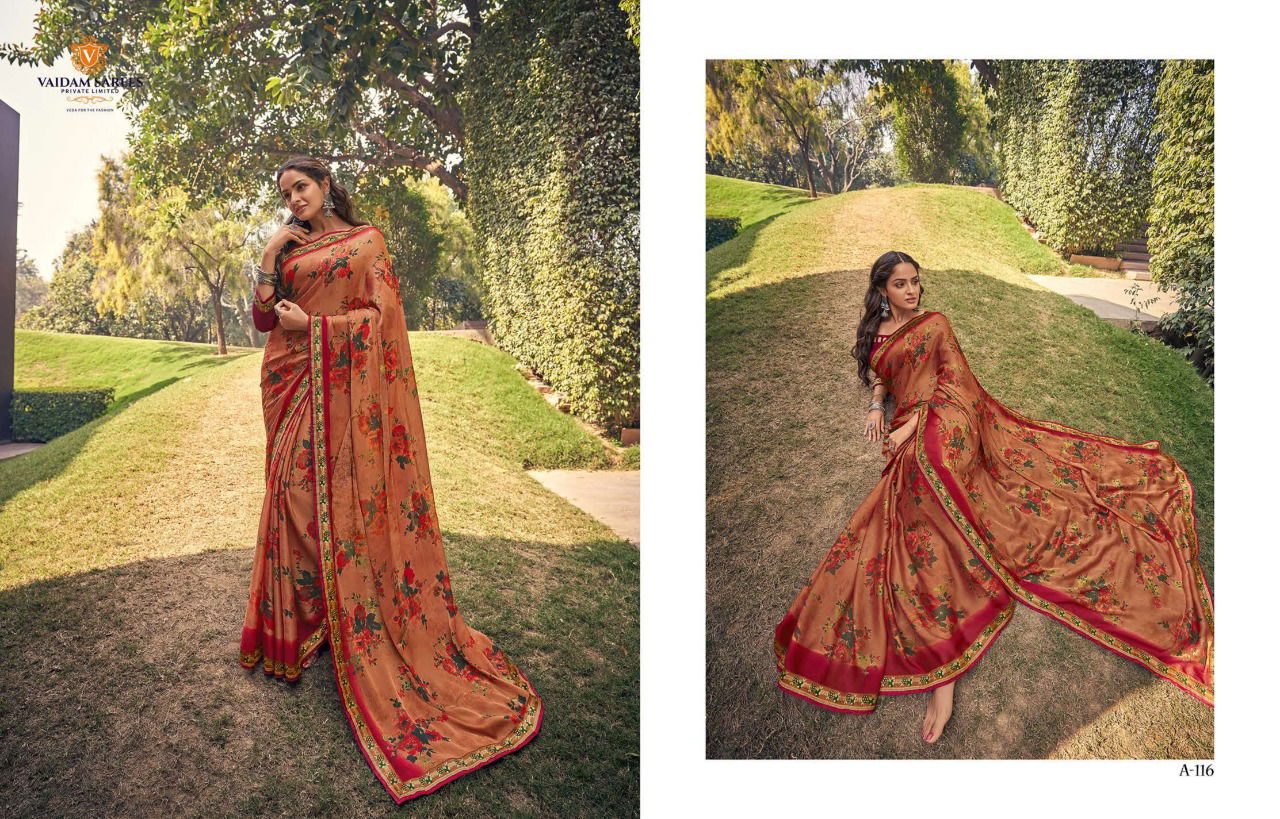 VAIDAM ALANKRITA Latest Fancy Designer Casual Wear Foil Printed Chiffon Saree Collection 