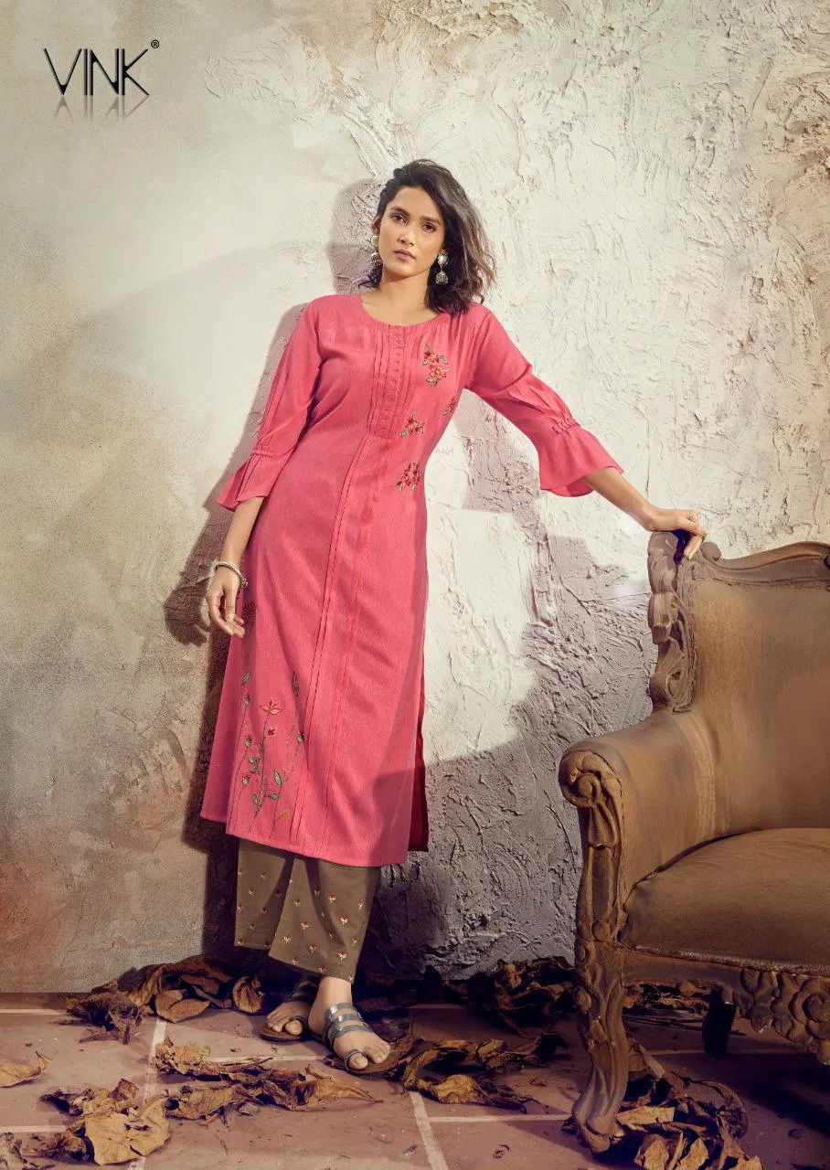 Vink Venice 10 Latest Festive Wear Pure Staple Viscose Handloom Kurtis With Bottom Collection
