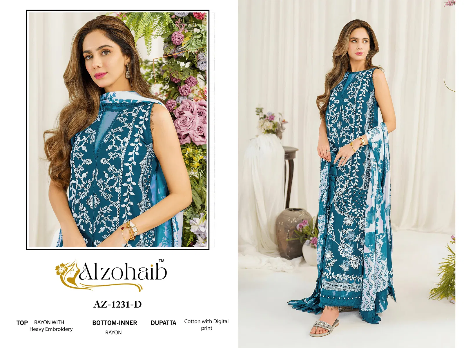 Ruba Vol 1 By Alzohaib Cotton Dupatta Pakistani Salwar Suits Exporters In India