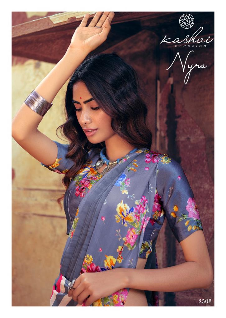 KASHVI NYRA Latest Fancy Festive Wear Weightless Satin Patta With Satin Blouse Saree Collection