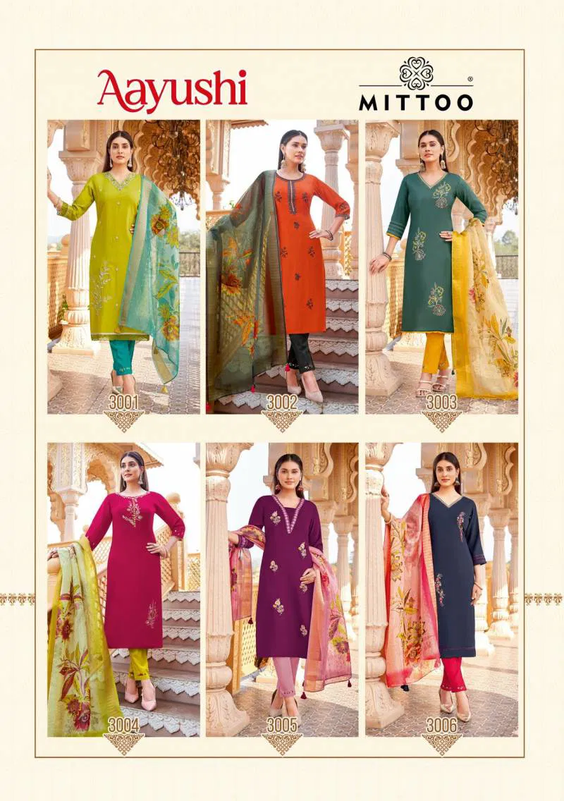 Aayushi By Mittoo Viscose Silk Kurti With Bottom Dupatta Wholesale Online