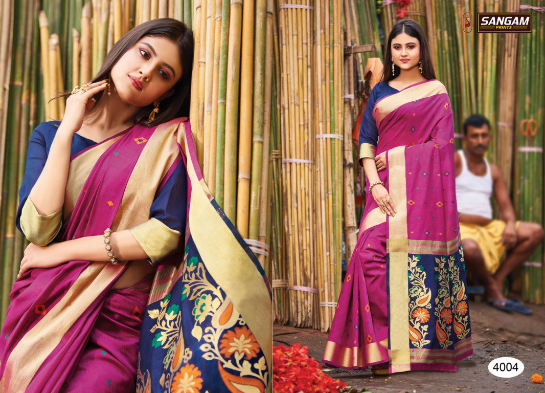 Sangam Aaradhya Latest Fancy Designer Festive Wear Heavy  Handloom Cotton Saree Collection
