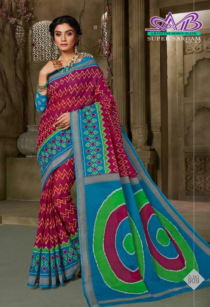 A.B Super Sargam Latest Regular Wear Cotton weaving Designer Printed Sarees Collection