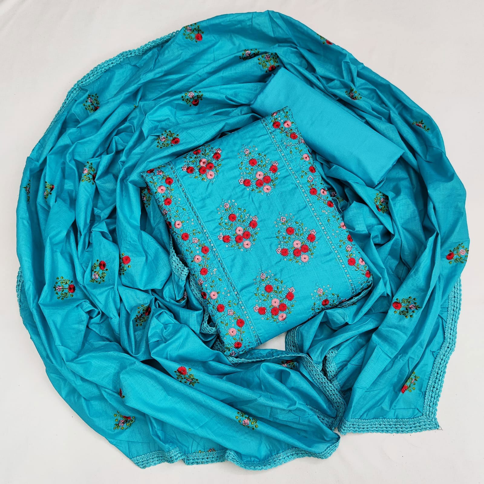 Swarna Cotton Casual Wear Heavy Multi Work Designer Dress Material Collection

