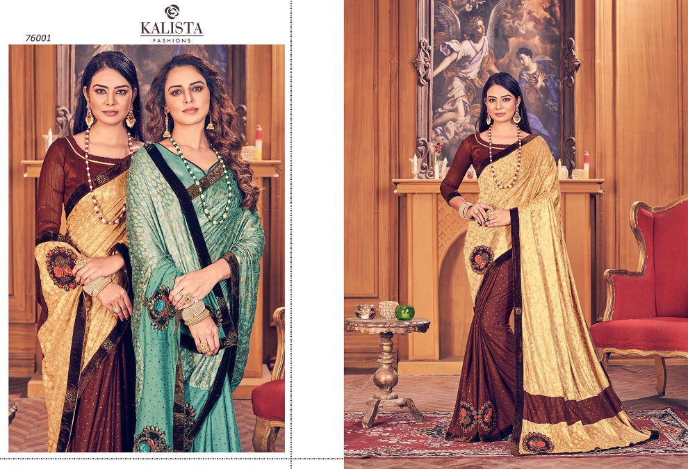 Kalista One Plus 2 Latest Designer Georgette Wedding Wear Festive Wear Embroidery Worked Sarees Collection 
