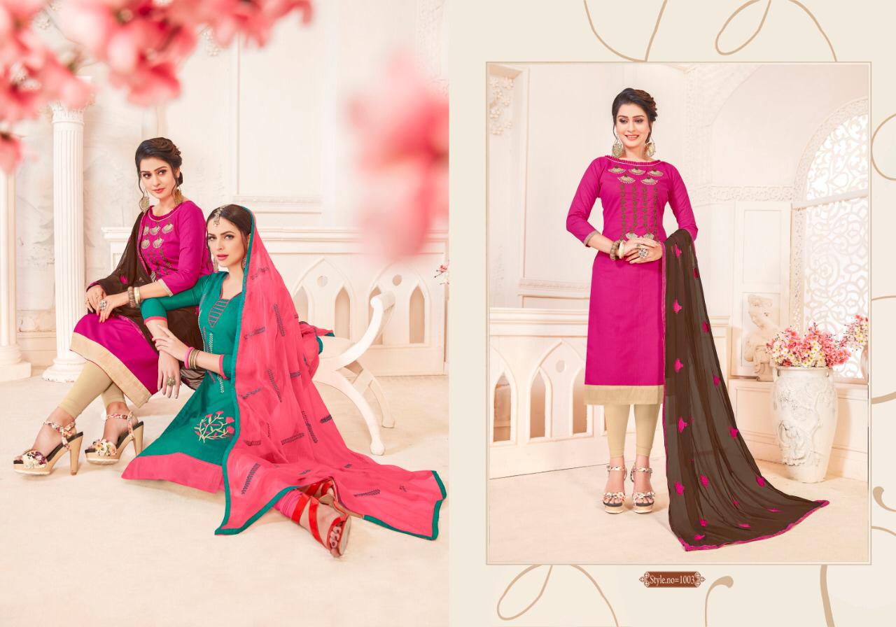 Maahi South Cotton Slub With Embroidery Work And Najmeen Embroifery Work Dupatta Dress Mterial OR Ready Made Collection