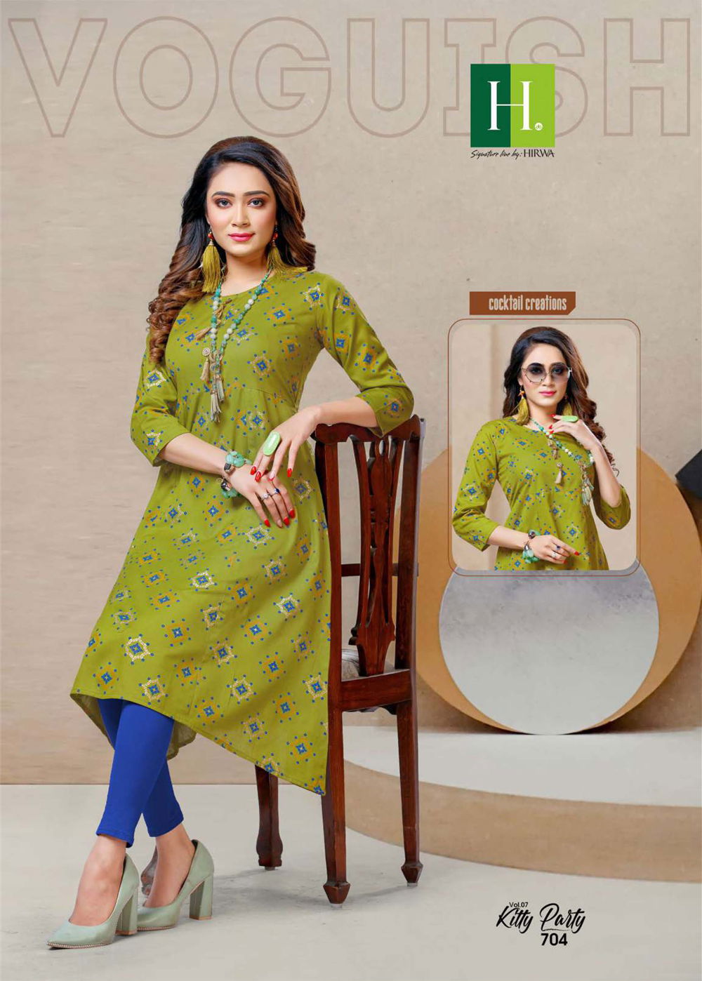Hirwa Kitty Party 7 Latest Fancy Designer Casual Wear Bandhani Printed Designer Kurtis Collection
