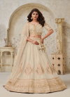Cream Colour Silk With Leaf Embroidery Work Lahenga With Blouse Dupatta Wholesale Online KF 2144