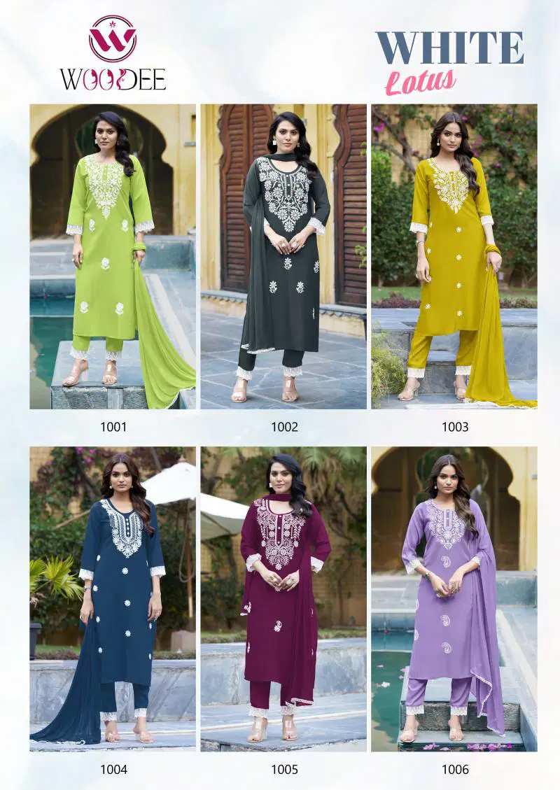 White Lotus By Woodee Rayon Slub Readymade Suits Suppliers In India