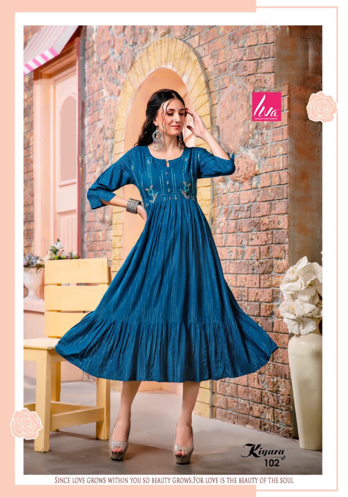 Liva Kiyara Latest Fancy Wear Rayon Lurex Designer Kurti Collection