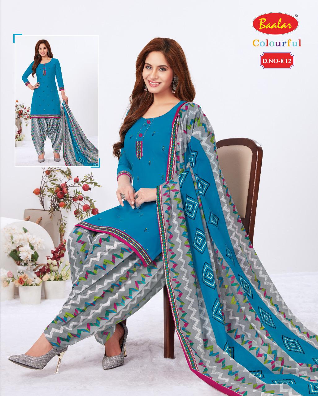 Baalar Colourful 8 Latest Fancy Regular Wear Cotton Printed Readymade Salwar Suit Collection
