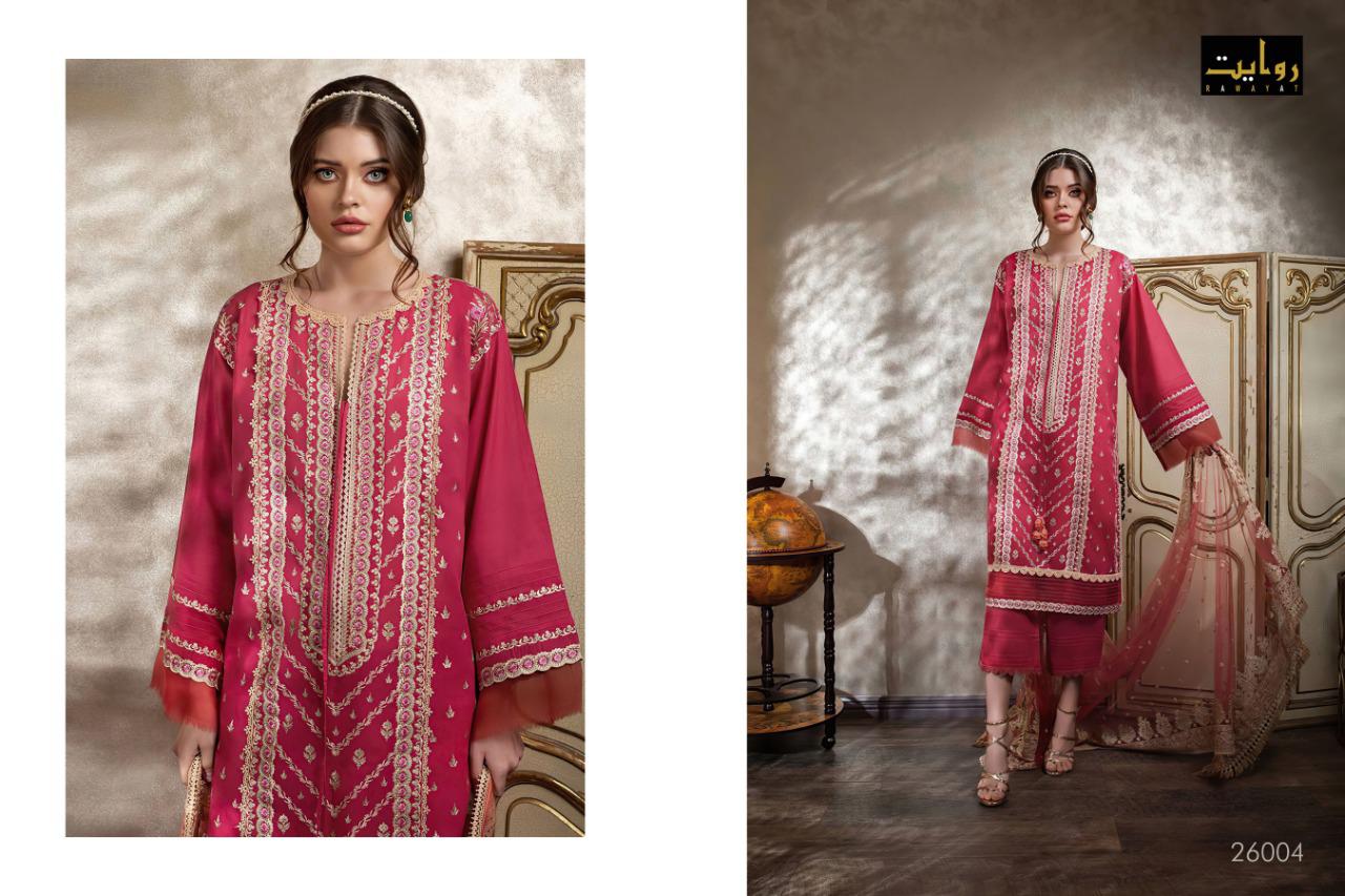 Rawayat Rani Saheba Lawn Collection 21 Fancy Festive Wear Pure Cotton Embroidered Pakistani Salwar Suits Collection

