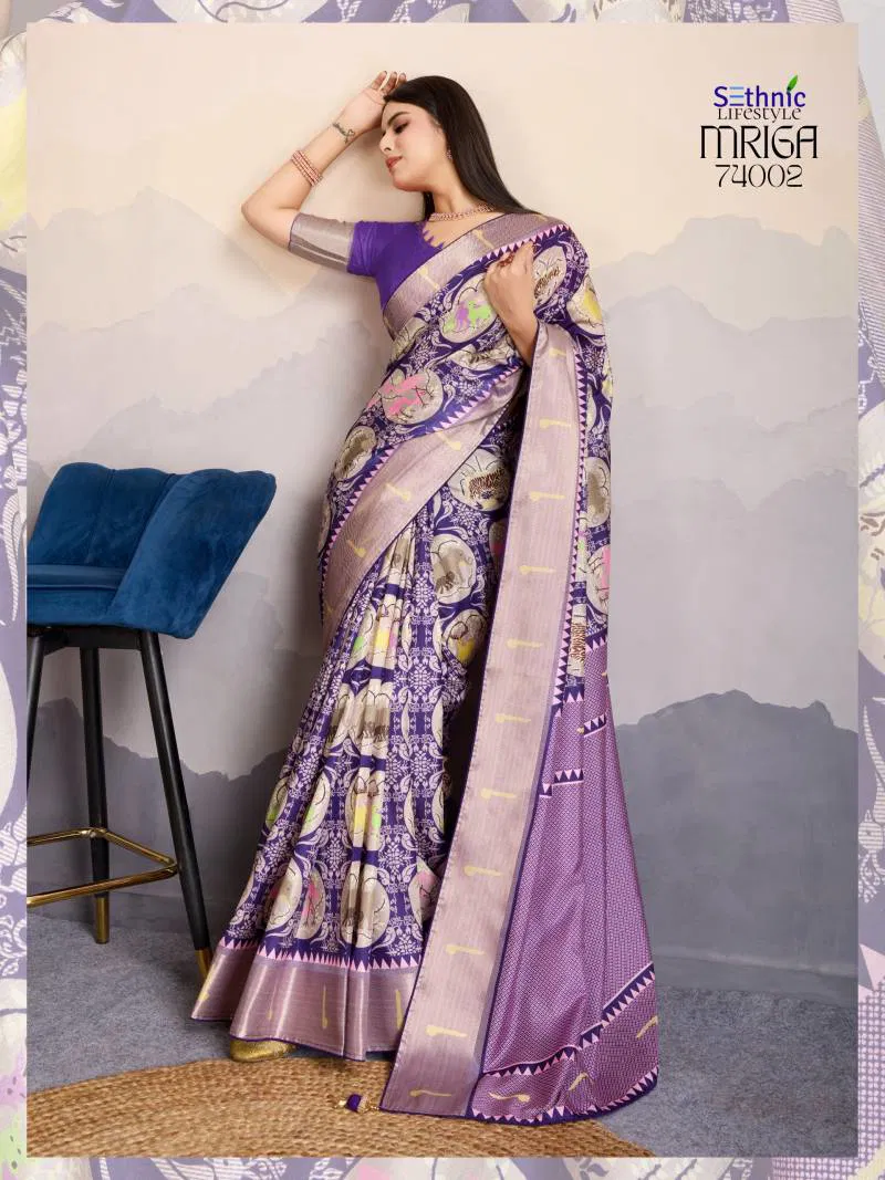 Mriga By Sethnic Dola Satin With Zari Patta Wholesale Saree Suppliers In Mumbai