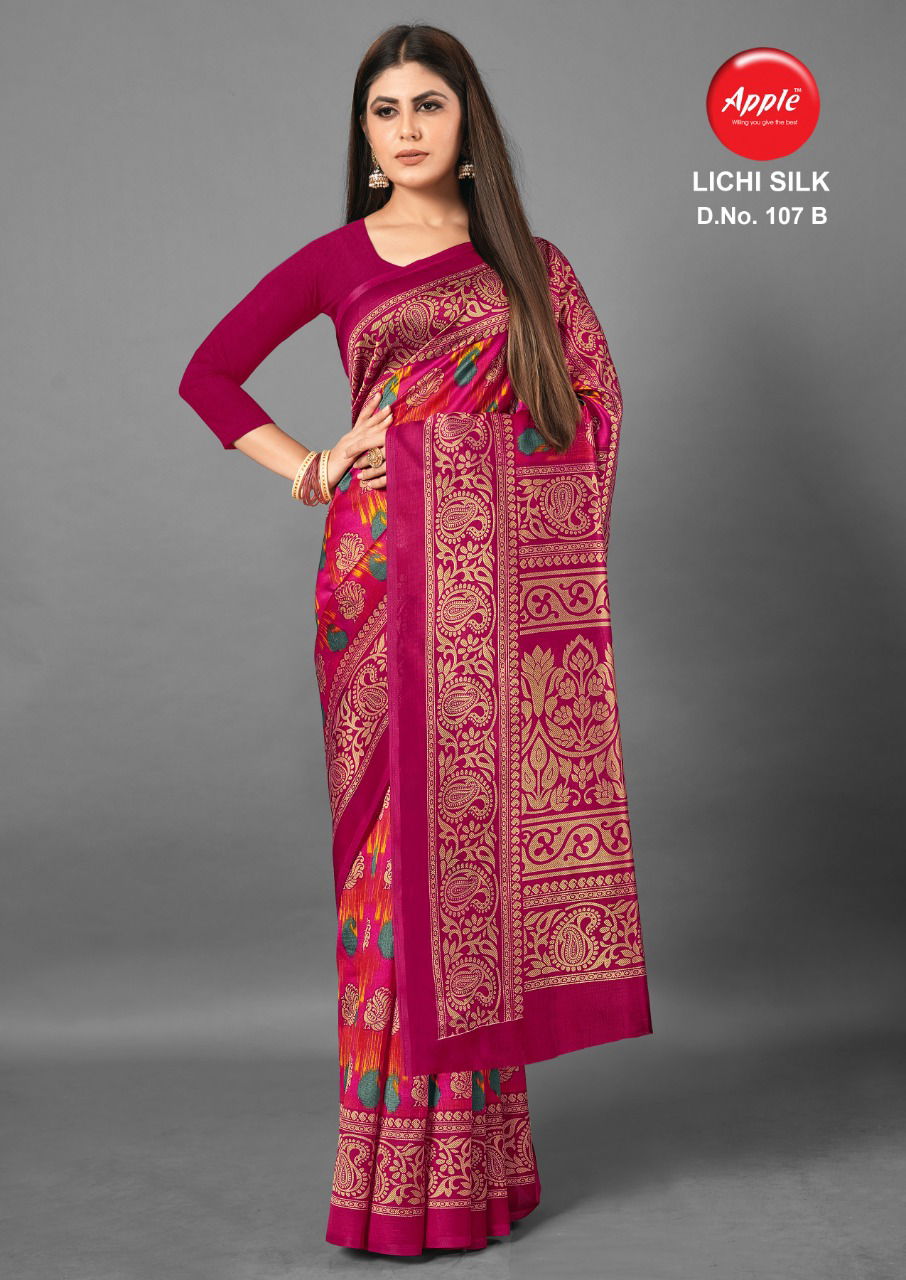 Apple Lichi Silk 107 Casual Wear Silk Printed Saree Collection
