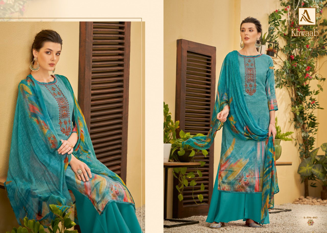 Alok Khwaab 2 Latest Fancy Designer Casual Regular Wear Pure Jam Cotton Digital Printed Thread Embroidery And Swarovski Diamond Work Dress Material Collection
