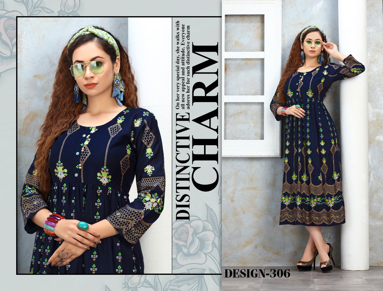 Trendy Nakshtra Ethnic Wear Rayon Printed Designer Anarkali Kurtis Collection
