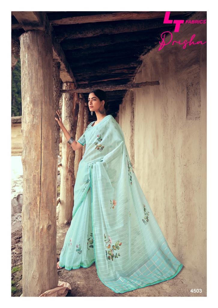 Lt Prisha Ethnic Wear Organza Silk Designer Printed Saree Collection
