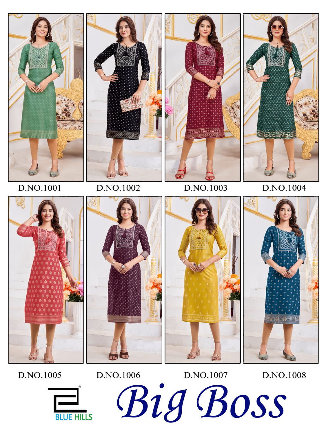 Big Boss By Blue Hills Rayon Foil Printed Kurtis Catalog