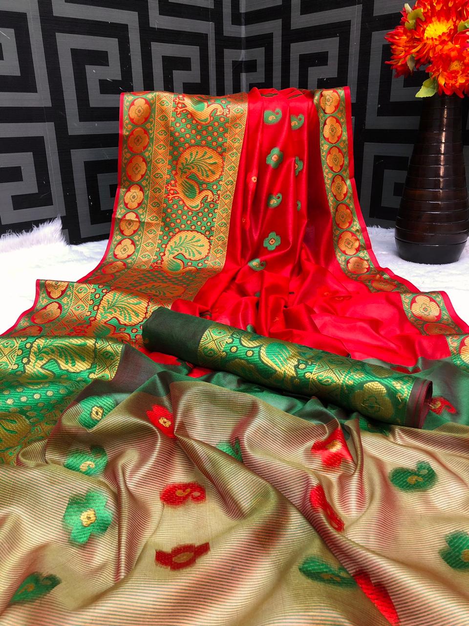 Mor Banarsi Cotton Latest Exclusive Collection Of Poly Cotton Festive Wear Saree 