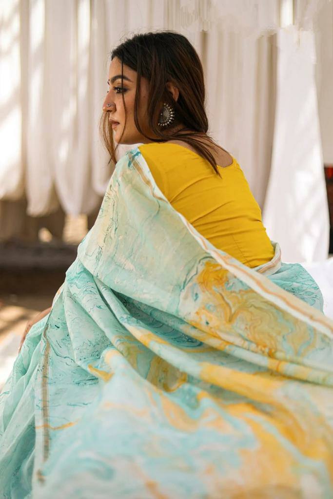 Mg295 Linen Digital Print Saree Catalog