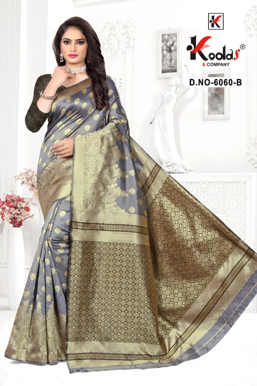 Skoda - 6060 Latest Fancy Designer Festive Wear Pure Silk Saree Collection Full Catalog Available At Wholesale Rate.

