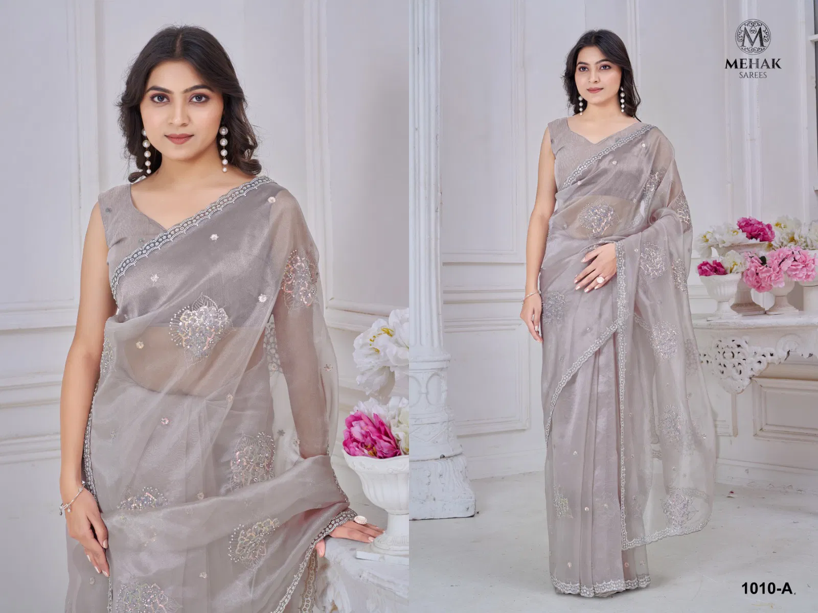 Mehek 1010 A To E Organza Embroidery Party Wear Saree Online Wholesale